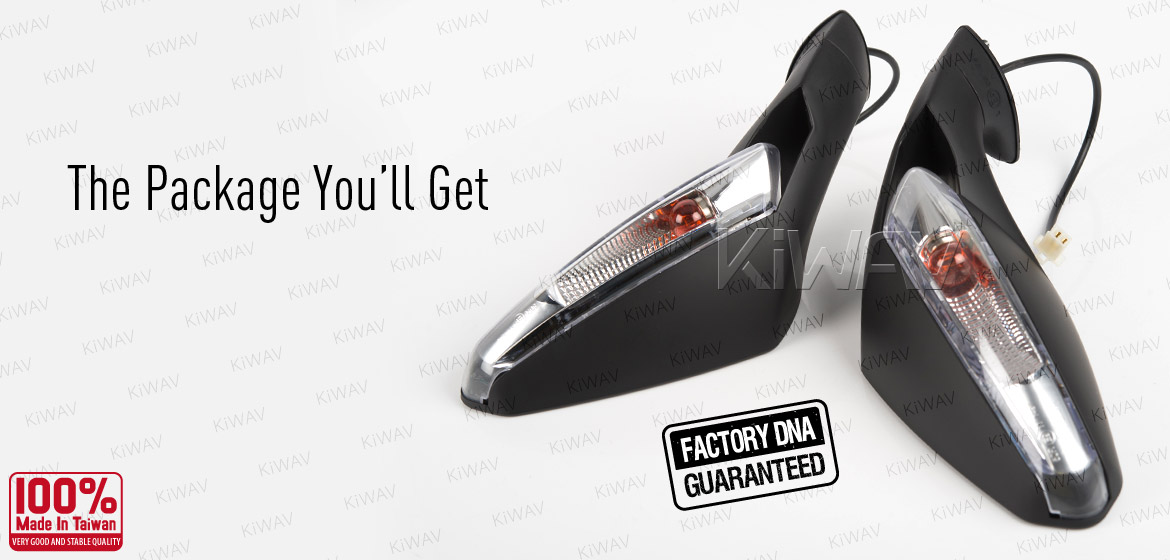KiWAV OEM quality replacement mirror FP-262 for Gilera SC125 black with turn signal