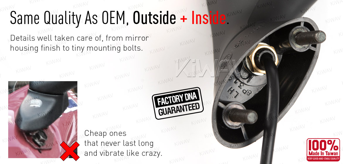 KiWAV OEM quality replacement mirror FP-319 for Aprilia RSV black with turn signal