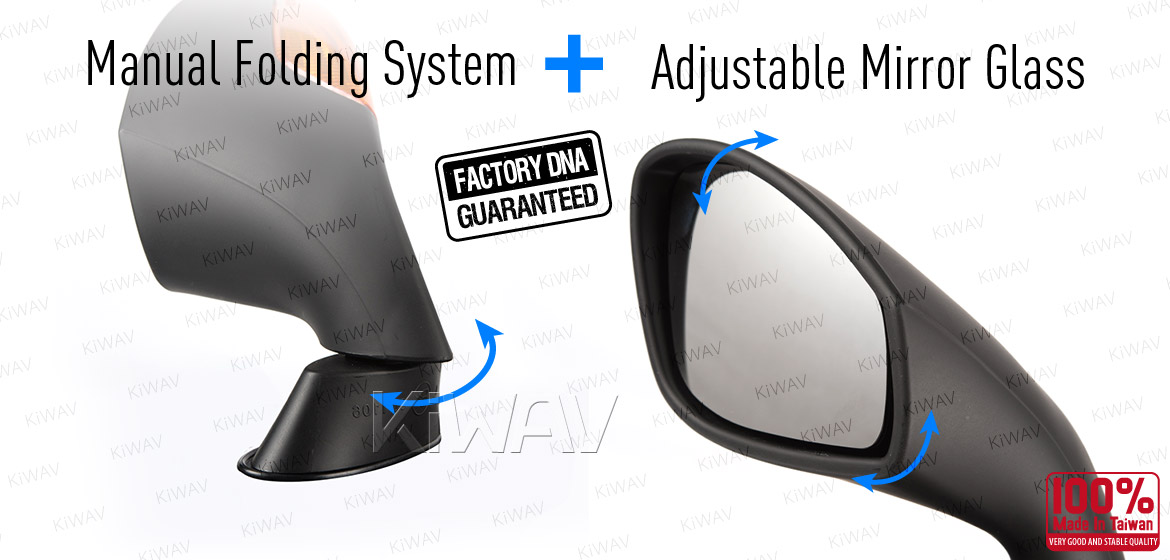 KiWAV OEM quality replacement mirror FP-319 for Aprilia RSV black with turn signal