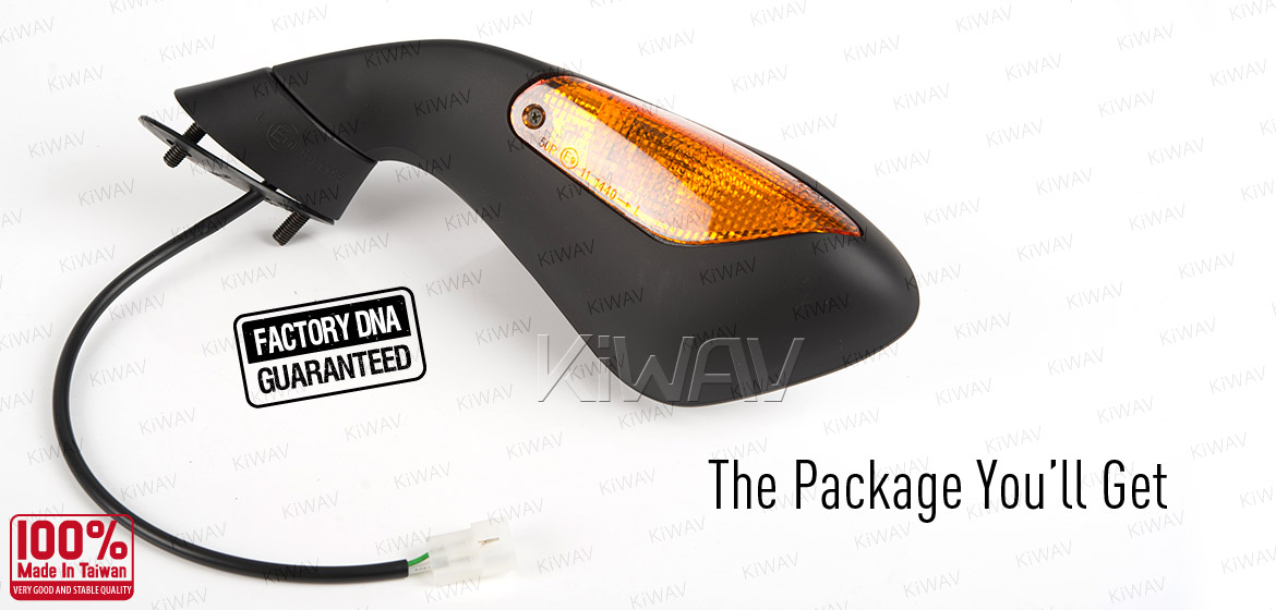 KiWAV OEM quality replacement mirror FP-319 for Aprilia RSV black with turn signal