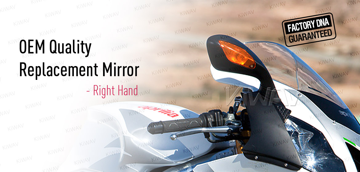 KiWAV OEM quality replacement mirror FP-319 for Aprilia RSV black with turn signal