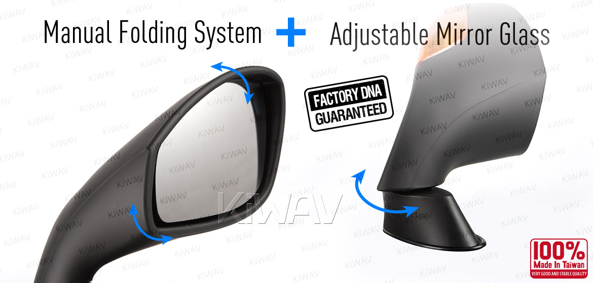KiWAV OEM quality replacement mirror FP-319 for Aprilia RSV black with turn signal
