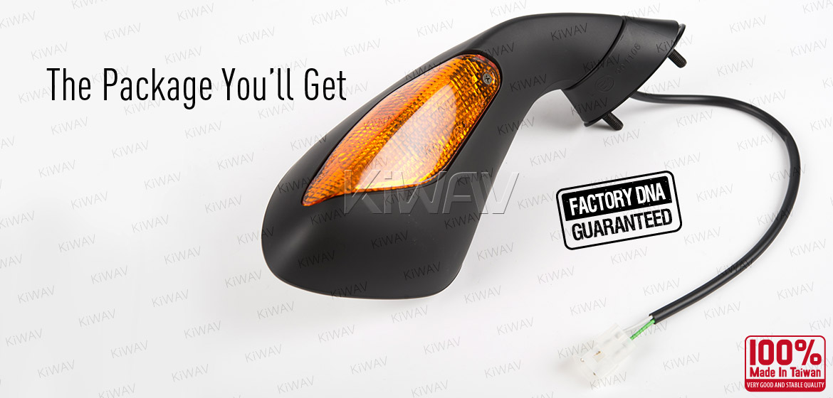 KiWAV OEM quality replacement mirror FP-319 for Aprilia RSV black with turn signal