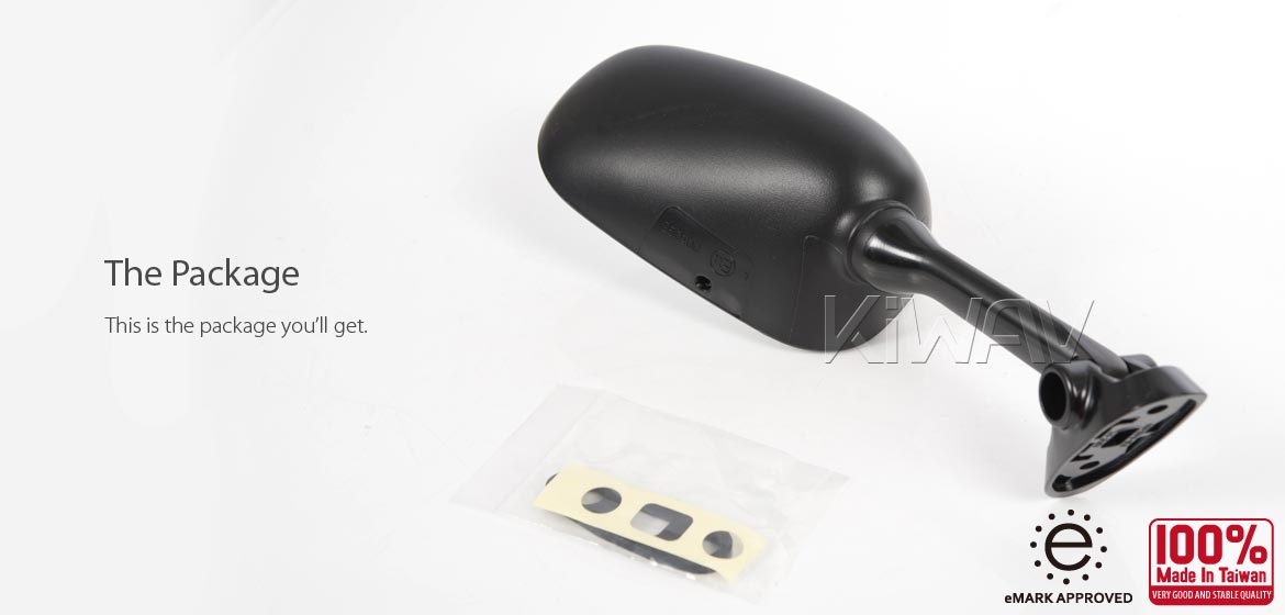 KiWAV OEM replacement mirror FS142 for Suzuki GSXR 1000 '01-'02 right hand