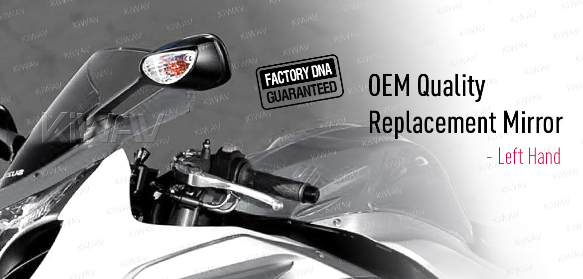 KiWAV OEM quality replacement mirror FS-146 for Suzuki GSXR black with turn signal