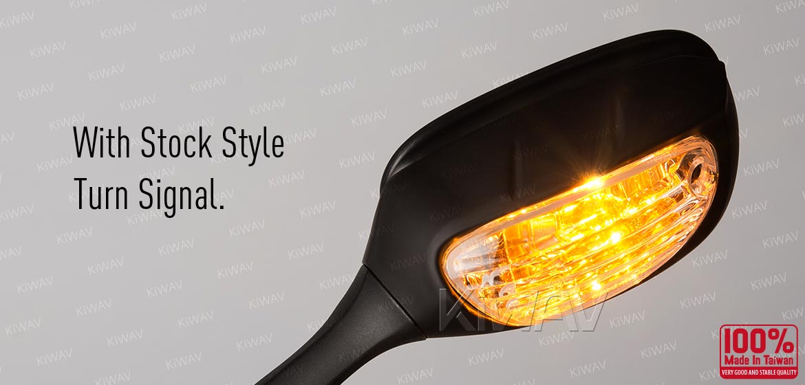 KiWAV OEM quality replacement mirror FS-146 for Suzuki GSXR black with turn signal