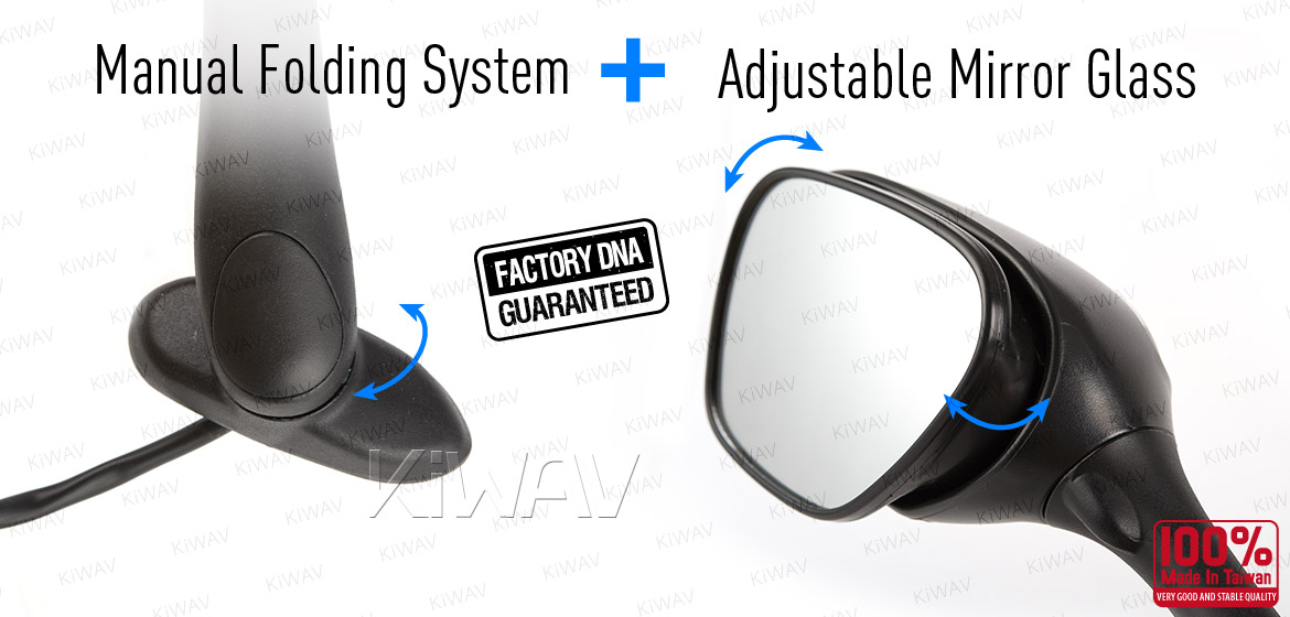 KiWAV OEM quality replacement mirror FS-146 for Suzuki GSXR black with turn signal