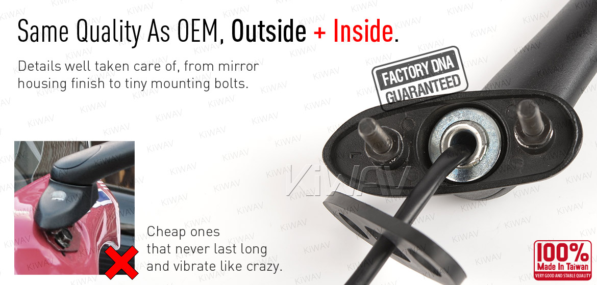 KiWAV OEM quality replacement mirror FS-146 for Suzuki GSXR black with turn signal
