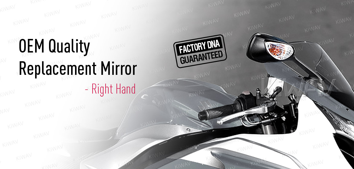 KiWAV OEM quality replacement mirror FS-146 for Suzuki GSXR black with turn signal
