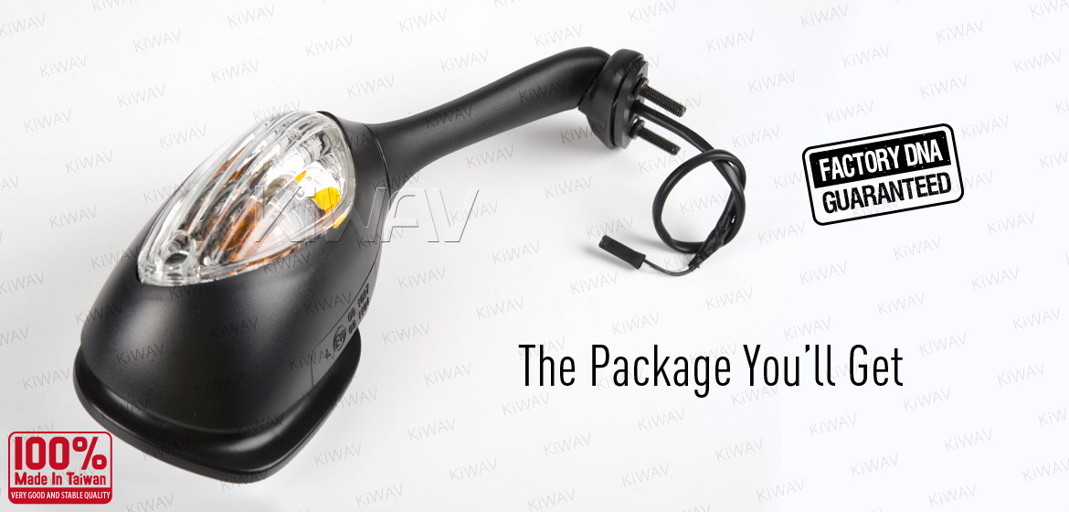 KiWAV OEM quality replacement mirror FS-146 for Suzuki GSXR black with turn signal