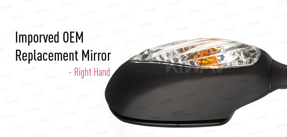 KiWAV OEM quality replacement mirror FS-147 for Suzuki GSXR black with turn signal
