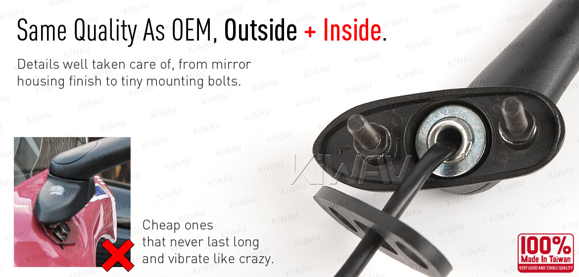 KiWAV OEM quality replacement mirror FS-147 for Suzuki GSXR black with turn signal