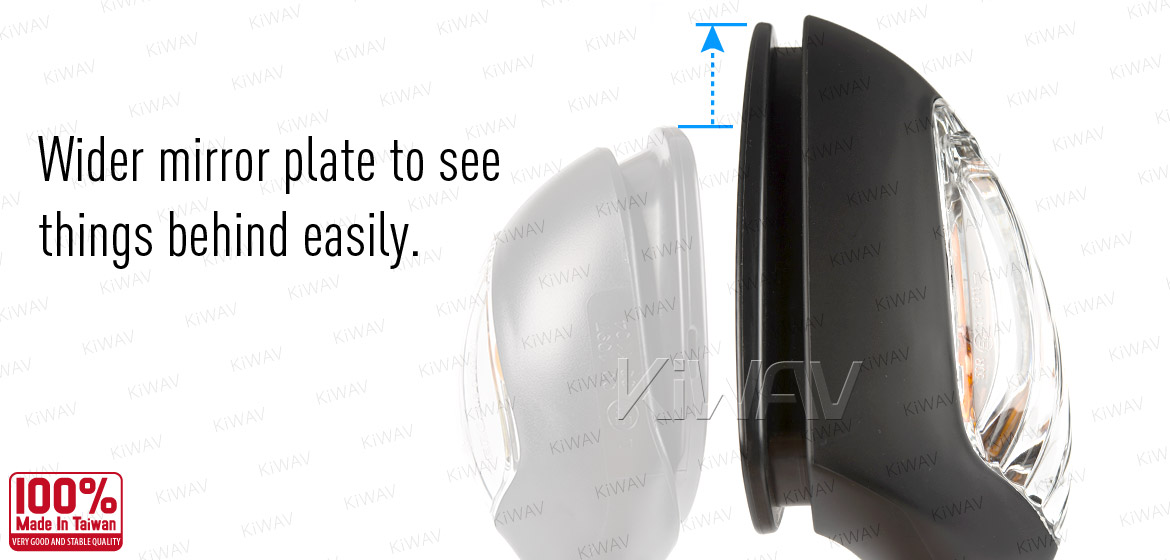 KiWAV OEM quality replacement mirror FS-147 for Suzuki GSXR black with turn signal