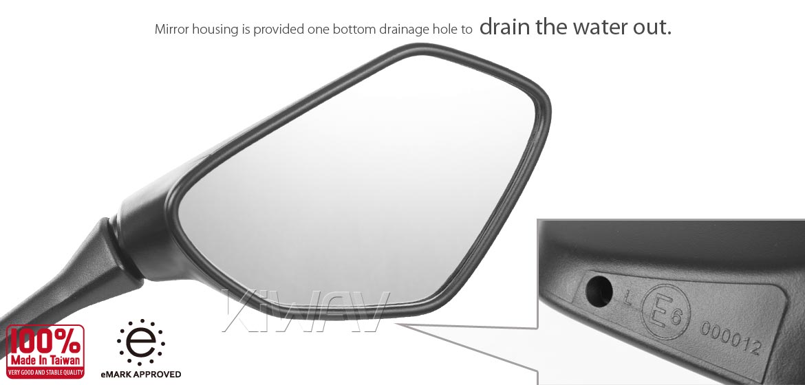 KiWAV OEM replacement mirror right hand RH compatible for Suzuki GSX-R 1000 2017~