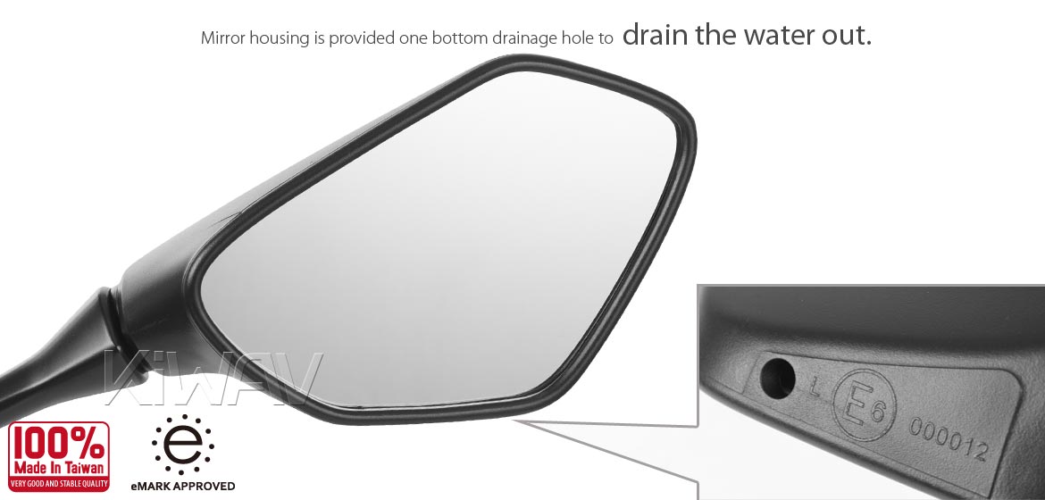 KiWAV OEM replacement mirror right hand RH compatible for Suzuki GSX-R 125/150 2017~
