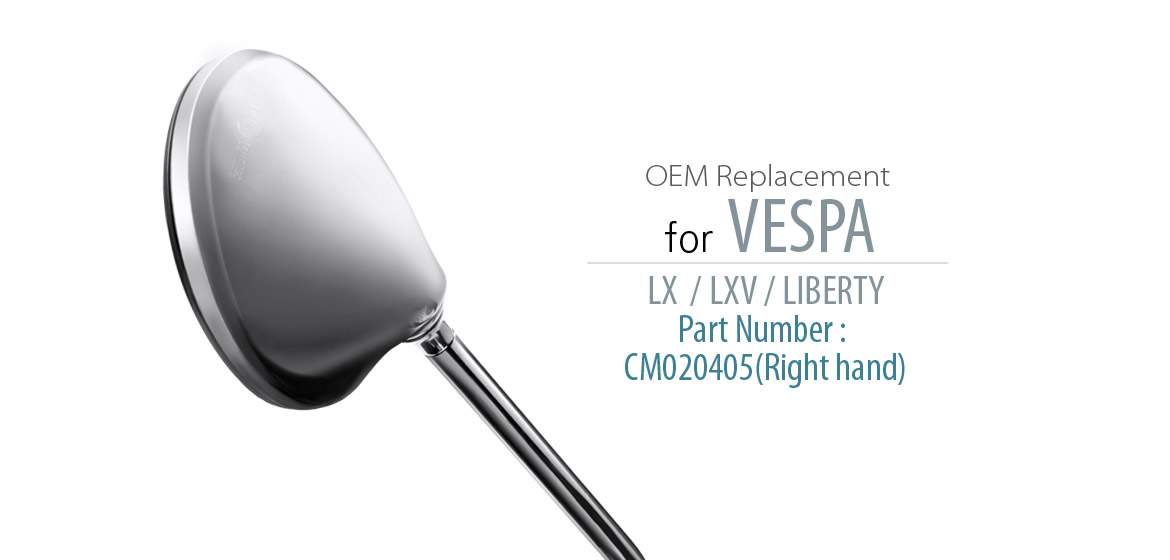 OEM replacement mirror FV-025-1 for PIAGGIO Liberty RST125 200 Vespa LX 50 125 150 right hand