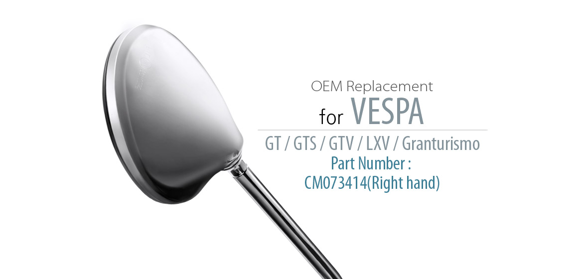 OEM replacement mirrors FV-026-2 for Vespa vintage GT Granturismo GTS GTV LXV right hand