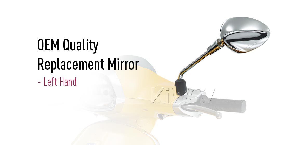 KiWAV OEM replacement mirror glass left hand compatible for Vespa Sprint'14~'17