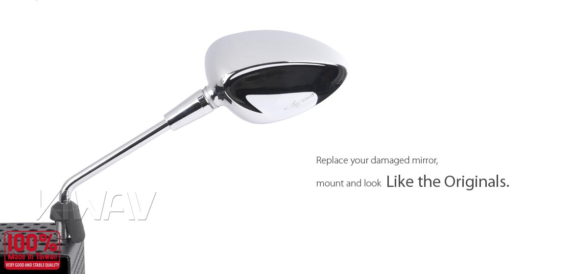 KiWAV OEM replacement mirror glass left hand compatible for Vespa Sprint'14~'17