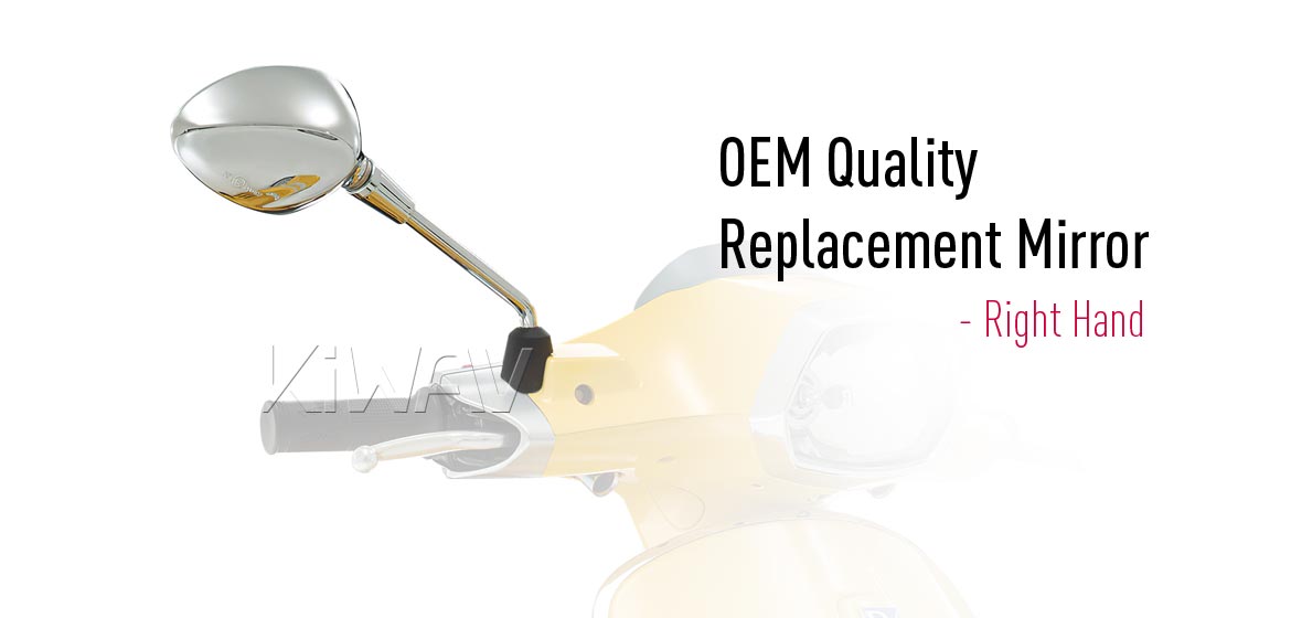 KiWAV OEM replacement mirror glass right hand compatible for Vespa Sprint'14~'17