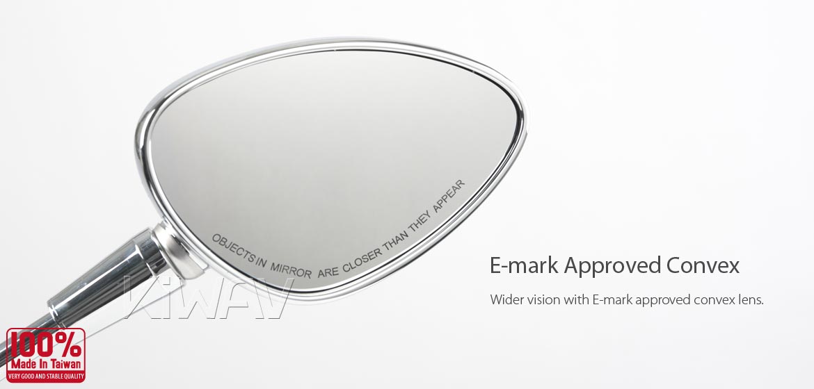KiWAV OEM replacement mirror glass right hand compatible for Vespa Sprint'14~'17
