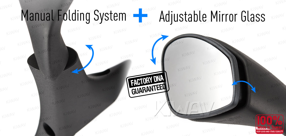 KiWAV OEM quality replacement mirrors FV-934 for Aprilia SRV 850 black with turn signal
