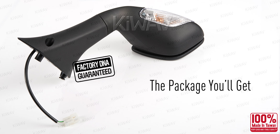 KiWAV OEM quality replacement mirrors FV-934 for Aprilia SRV 850 black with turn signal