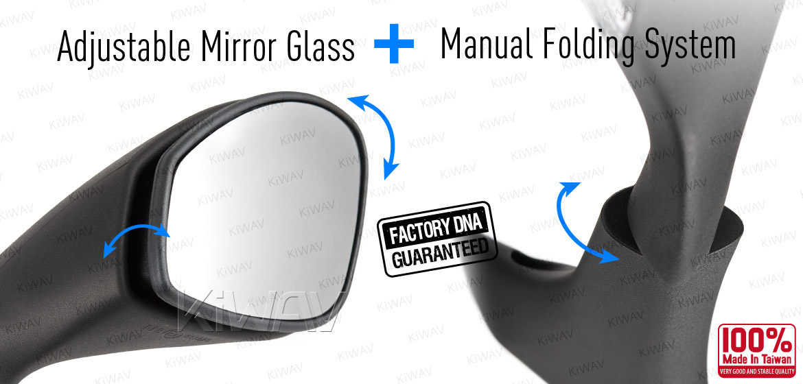 KiWAV OEM quality replacement mirrors FV-934 for Aprilia SRV 850 black with turn signal