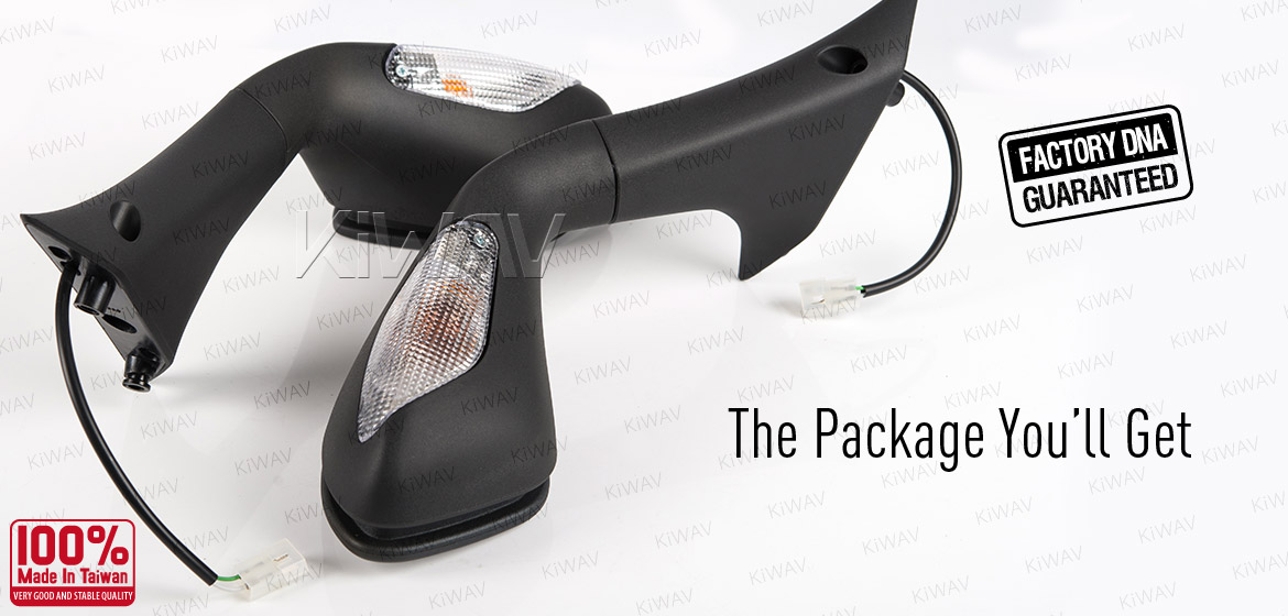 KiWAV OEM quality replacement mirrors FV-934 for Aprilia SRV 850 black with turn signal