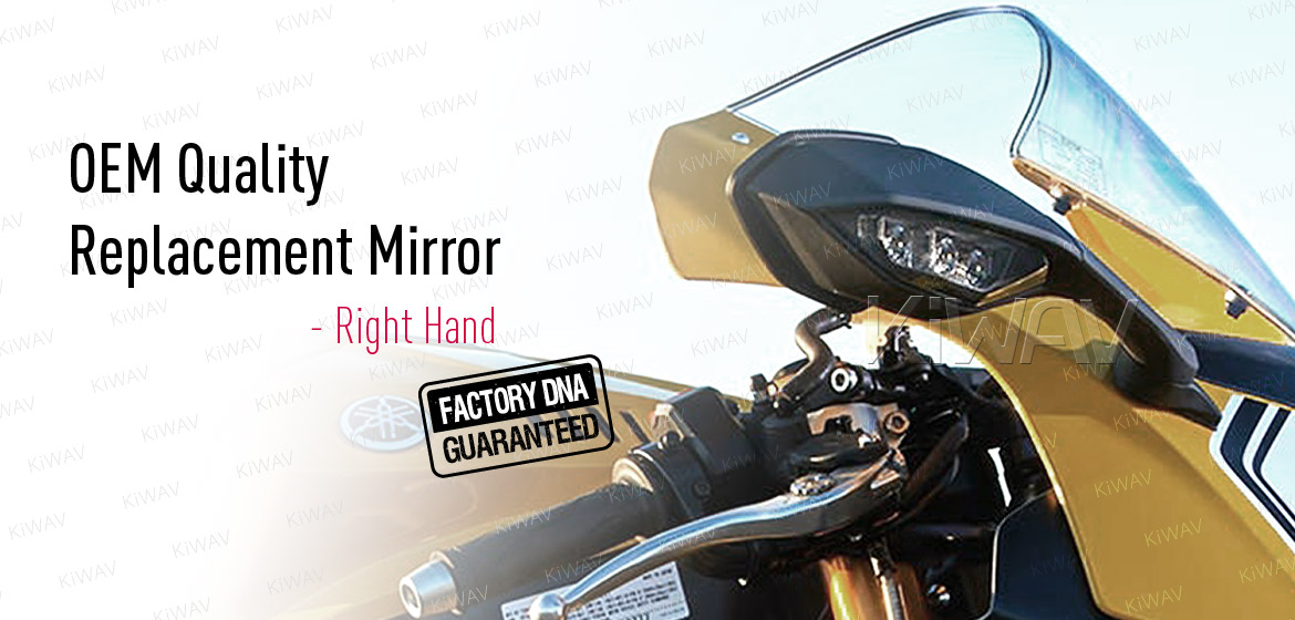 KiWAV OEM quality replacement mirror for Yamaha YZF-R1 '15 black with LED turn signal