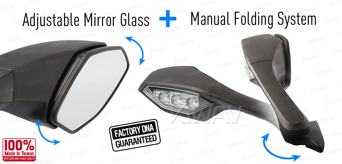 Arashi Adjustable Rear View Mirrors W/ LED Turn Signals For Yamaha YZF R1 1998-2007 – Pair