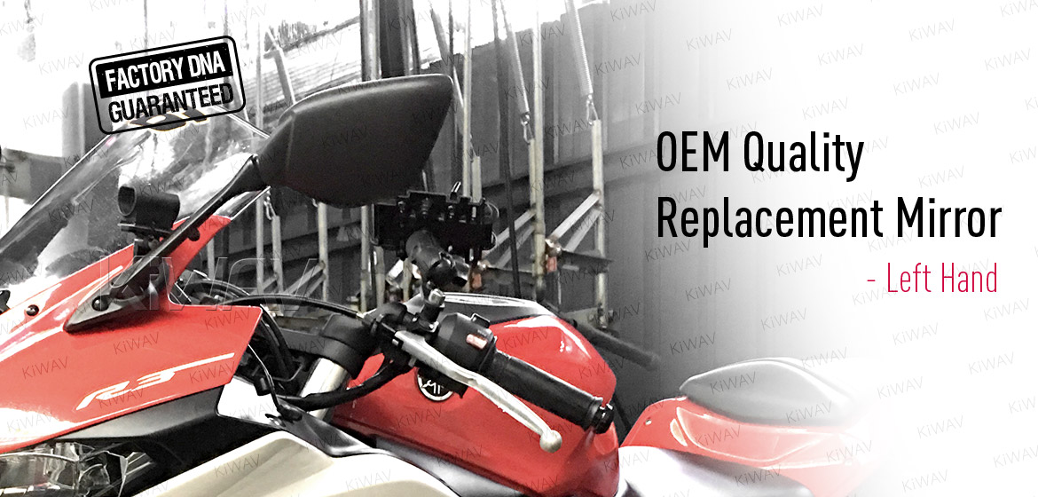 KiWAV OEM quality replacement mirror FY-979 for Yamaha YZF R3 black
