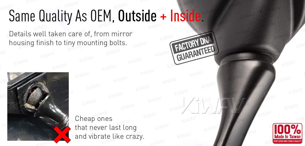 KiWAV OEM quality replacement mirror FY-979 for Yamaha YZF R3 black