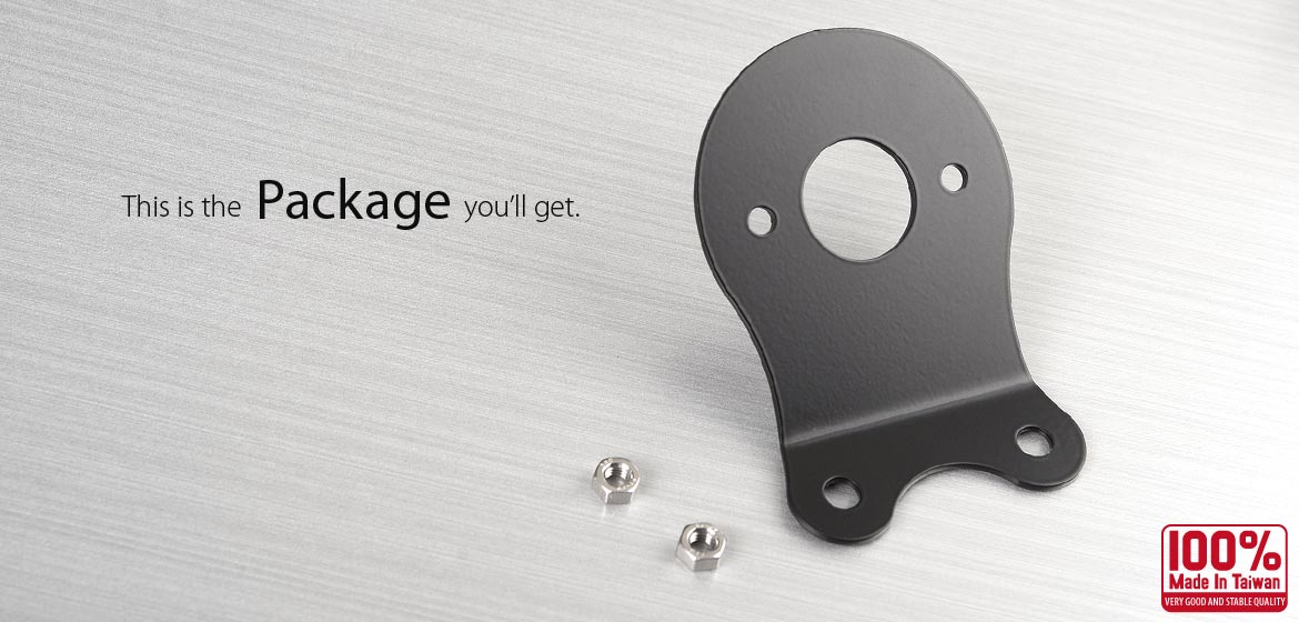 KiWAV tail light mounting bracket for round LED tail light black with 2 Hex nuts