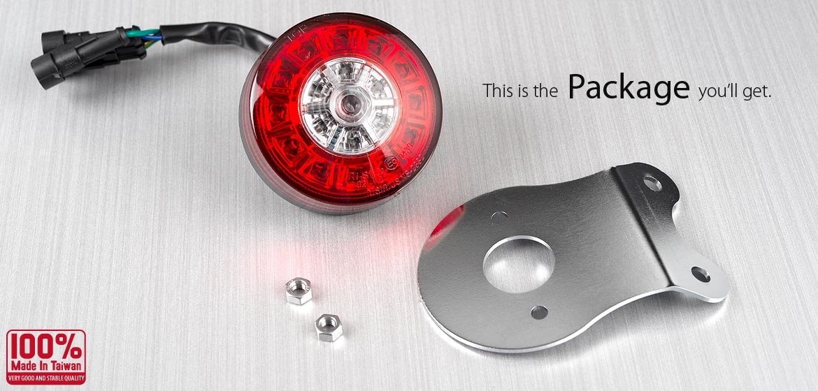 製品一覧: バイク用LEDテールランプ 3インチ 丸い 汎用 クロムの