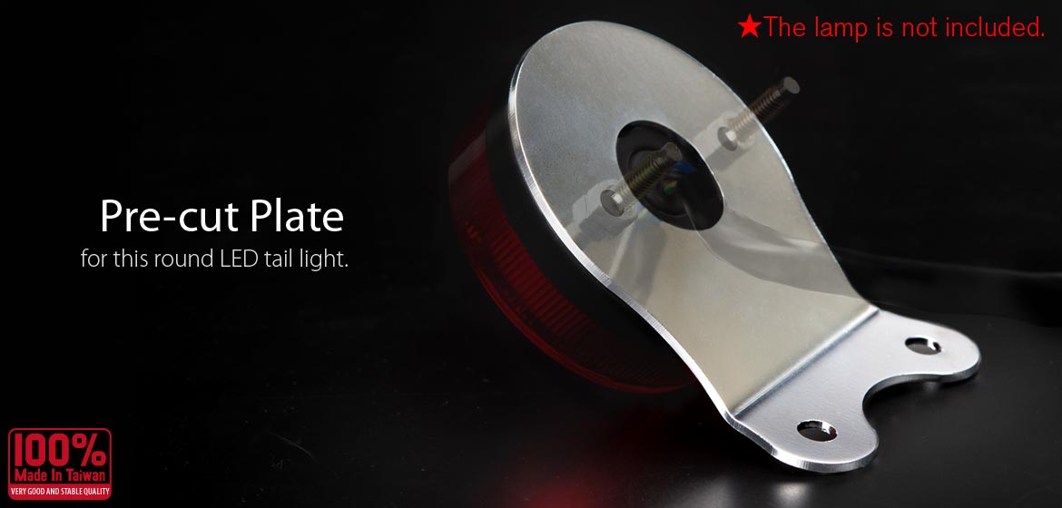 KiWAV tail light mounting bracket for round LED tail light silver with 2 Hex nuts & caps