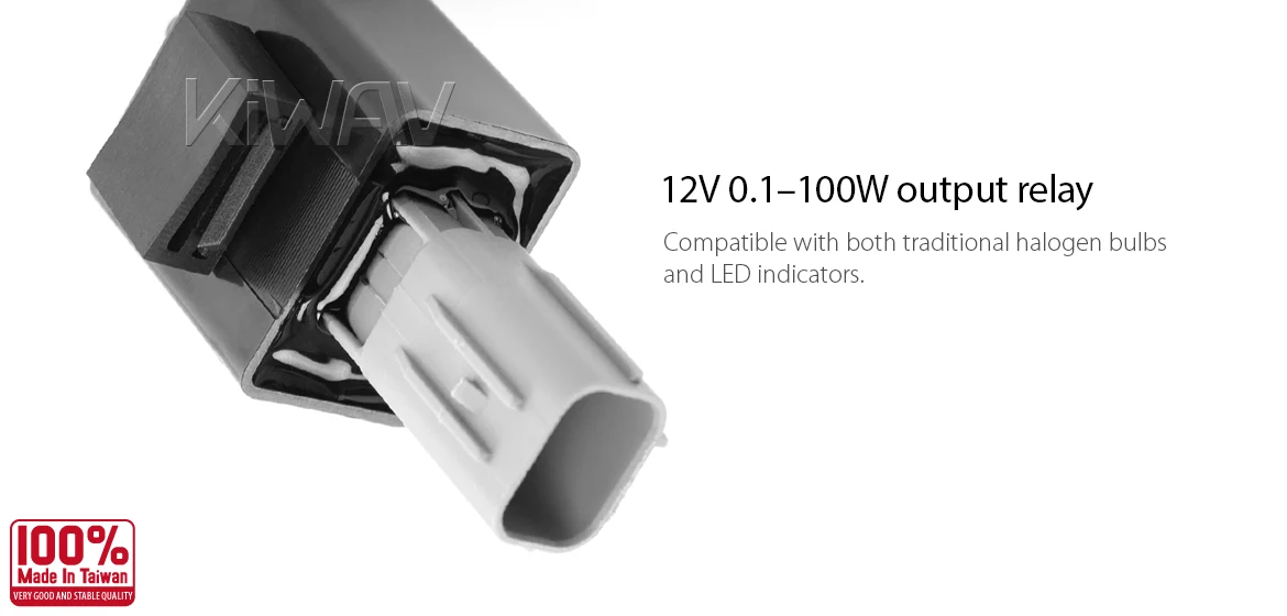 KiWAV 12V 0.1 to 100W Honda 8-pin flasher relay for LED and halogen turn signals