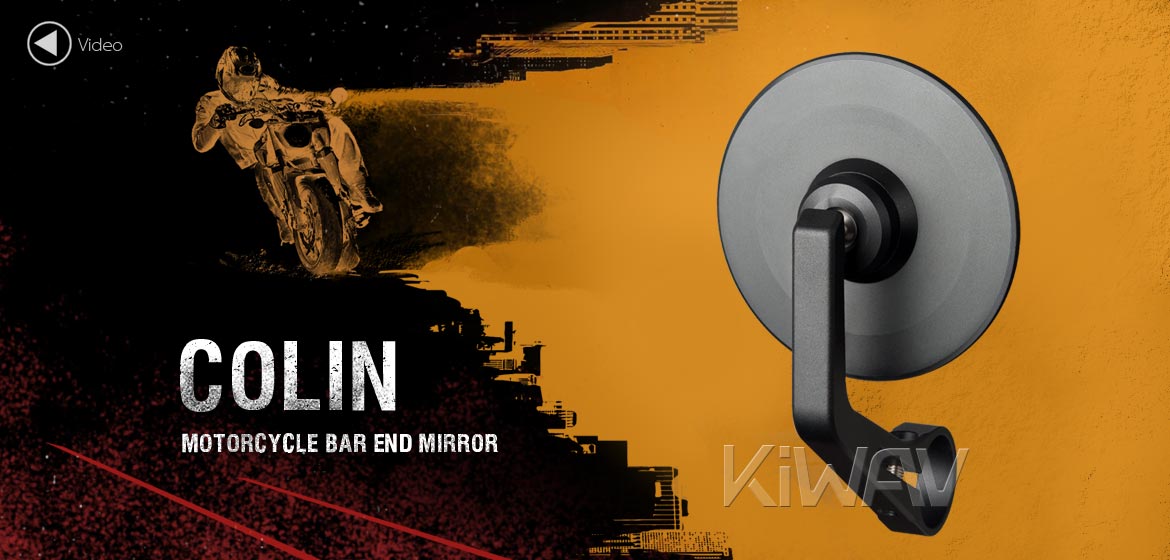 KiWAV motorcycle CNC forge anodized aluminum round bar end mirror Colin compatible for BMW M12 threaded handlebars