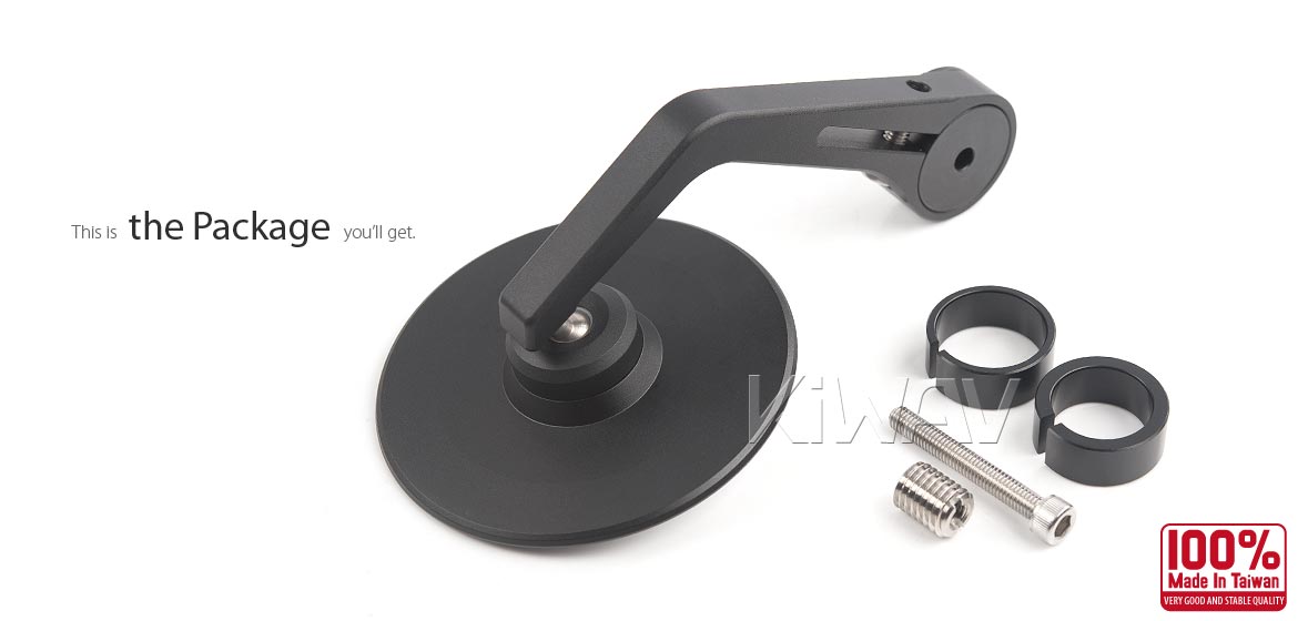 KiWAV motorcycle CNC forge anodized aluminum round bar end mirror Colin compatible for BMW M12 threaded handlebars