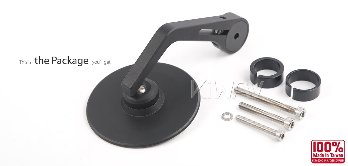 KiWAV motorcycle CNC forge anodized aluminum round bar end mirror Colin compatible for Triumph air-cooled motorcycles