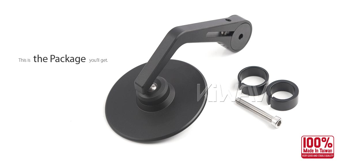 KiWAV motorcycle CNC forge anodized aluminum round bar end mirror Colin direct bolt-on M6 threaded handlebars