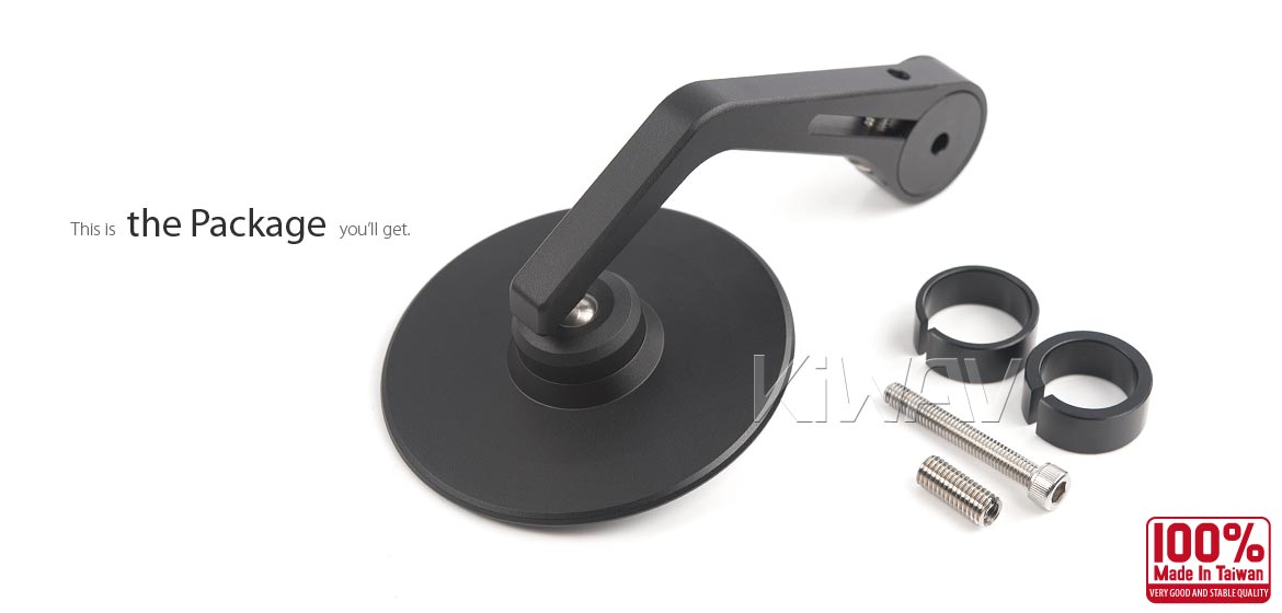 KiWAV motorcycle CNC forge anodized aluminum round bar end mirror Colin direct bolt-on M8 threaded handlebars