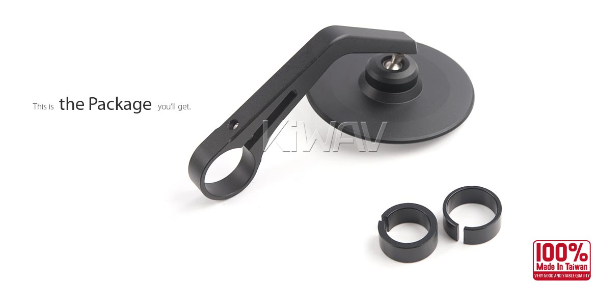 KiWAV motorcycle CNC forge anodized aluminum round bar end mirror Colin for 22/25mm handlebar