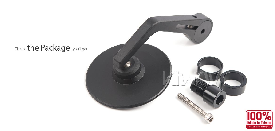 KiWAV motorcycle CNC forge anodized aluminum round bar end mirror Colin compatible for Yamaha M16 threaded handlebars