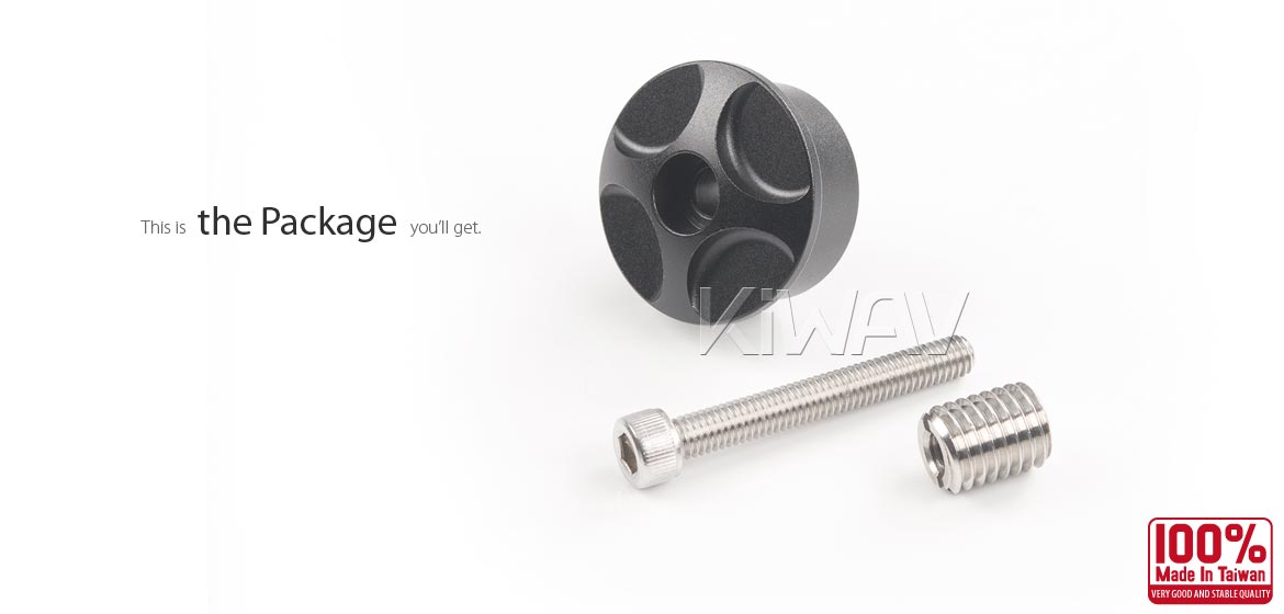 KiWAV Colin bar end mirror adapter compatible for BMW OEM handlebar end mounts with a M12 bolt