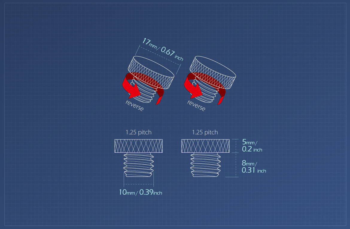 Measurement of KiWAV motorcycle mirror hole block-offs for both hand M10 reverse thread