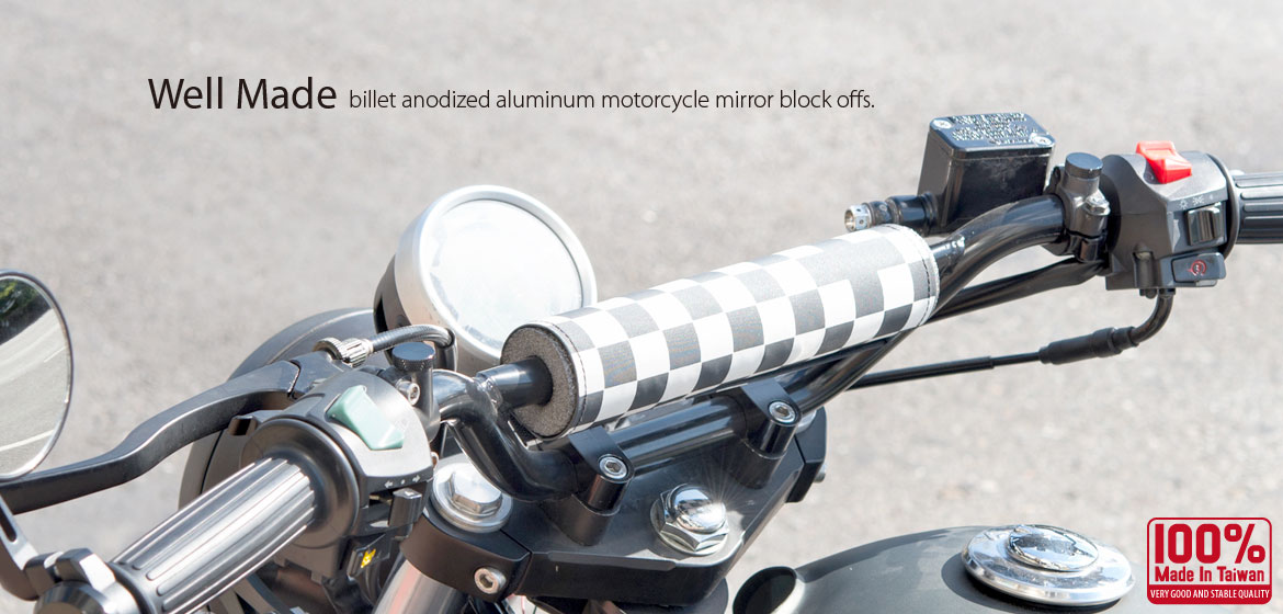 KiWAV motorcycle aluminum mirror hole block-offs black for BMW