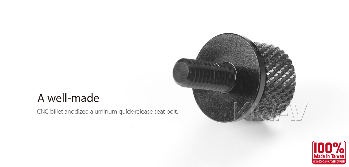 KiWAV SAE 1/4-20 seat bolt knurled knob CNC aluminum compatible with Harley Davidson