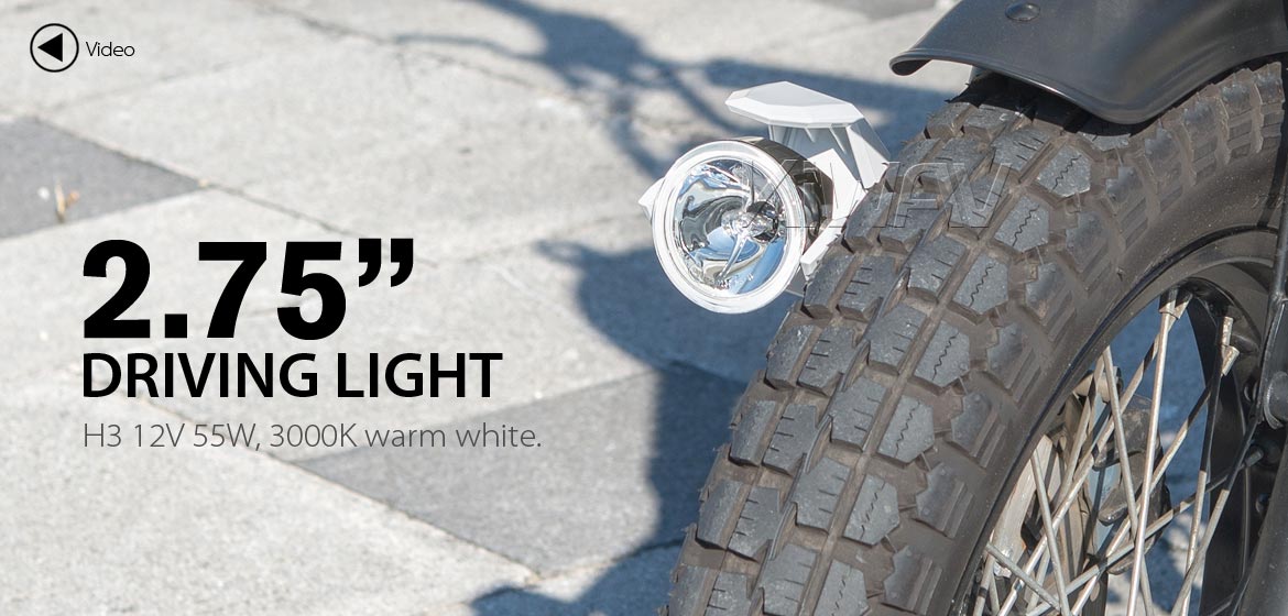 KiWAV motorcycle 2.75 inch 12V 55W round driving light white with wiring kits