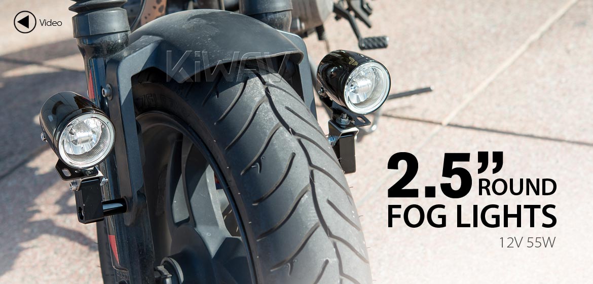 KiWAV motorcycle 2.5 inch 12V 55W round fog lights